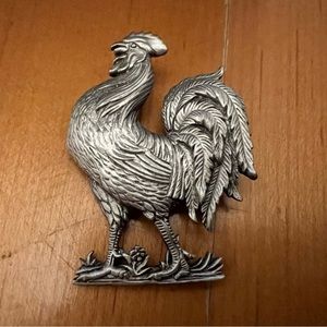 Vintage JJ Jonette Jewelry Rooster Brooch Pendant Pin